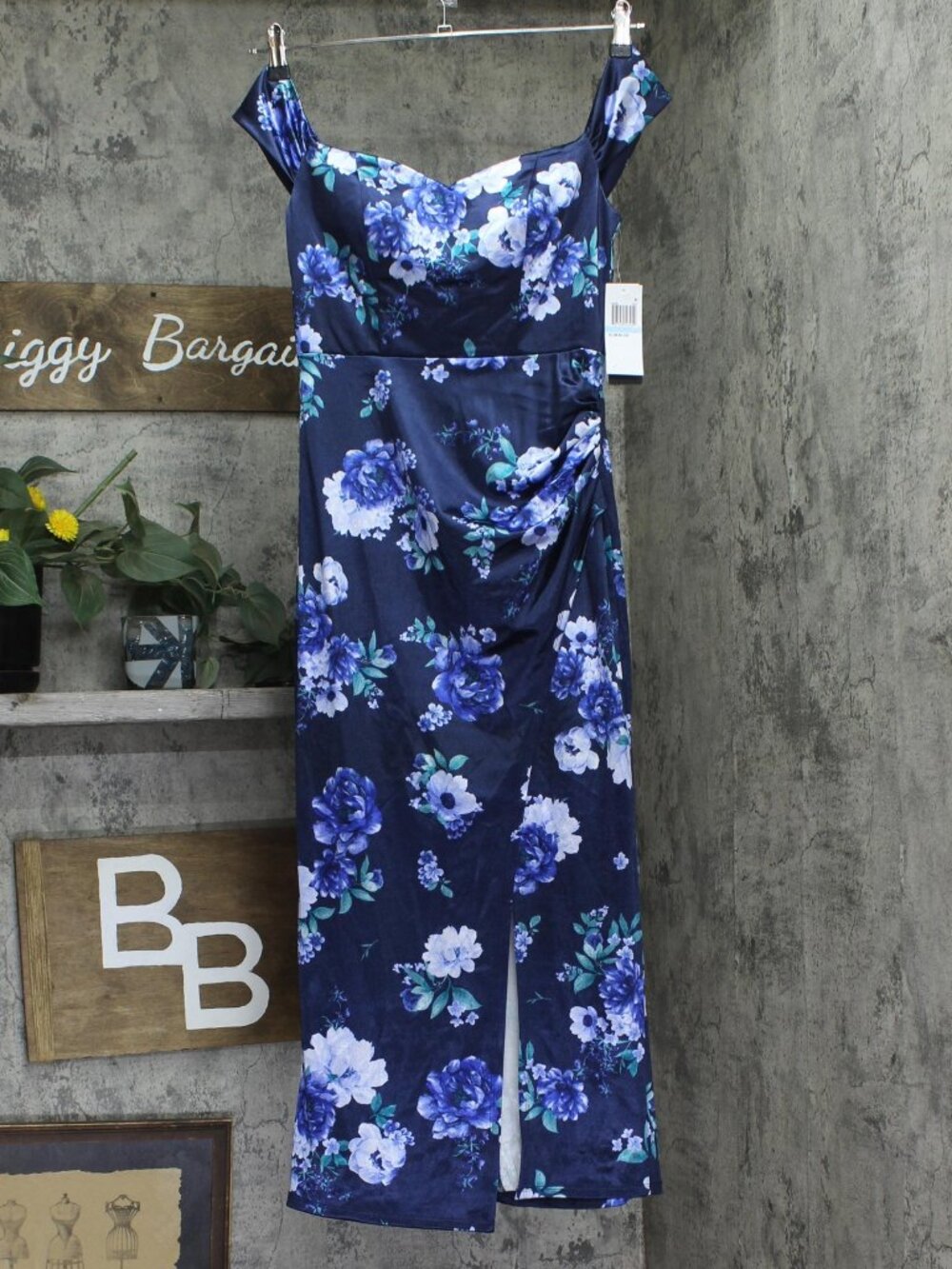 City Studio Navy Blue City Studios Printed Off The Shoulder Midi Navy